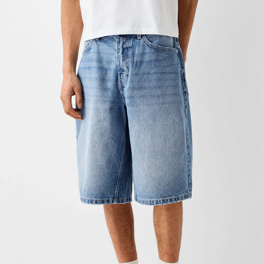 Baggy Jeans Shorts for Men Casual Loose Fit Wide Leg