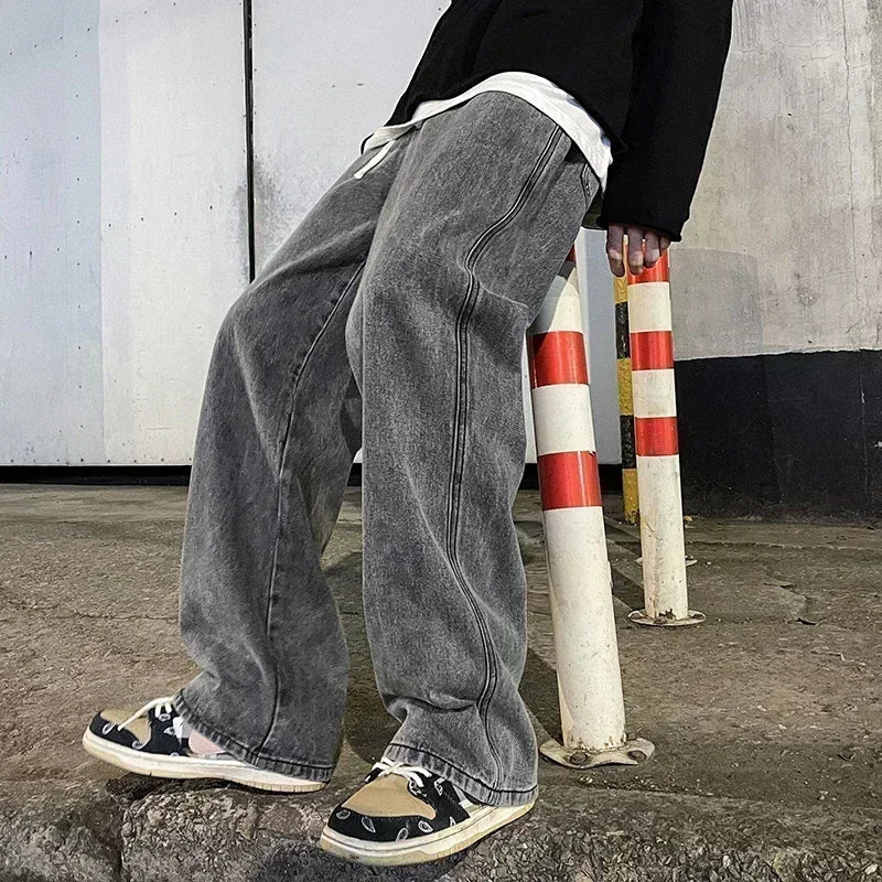 Streetwear Loose Jeans Men Wide Leg Pants